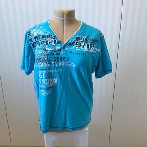 RGSTD Projek blue with white graffiti embroidery tee Size L